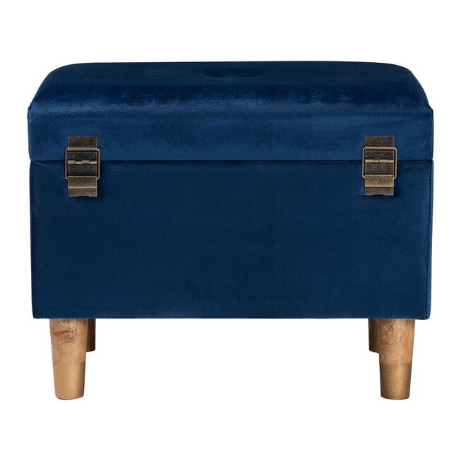 Baxton Studio Elias Modern Navy Blue Velvet Fabric Storage Ottoman, NAVY BLUE, alternate image number null