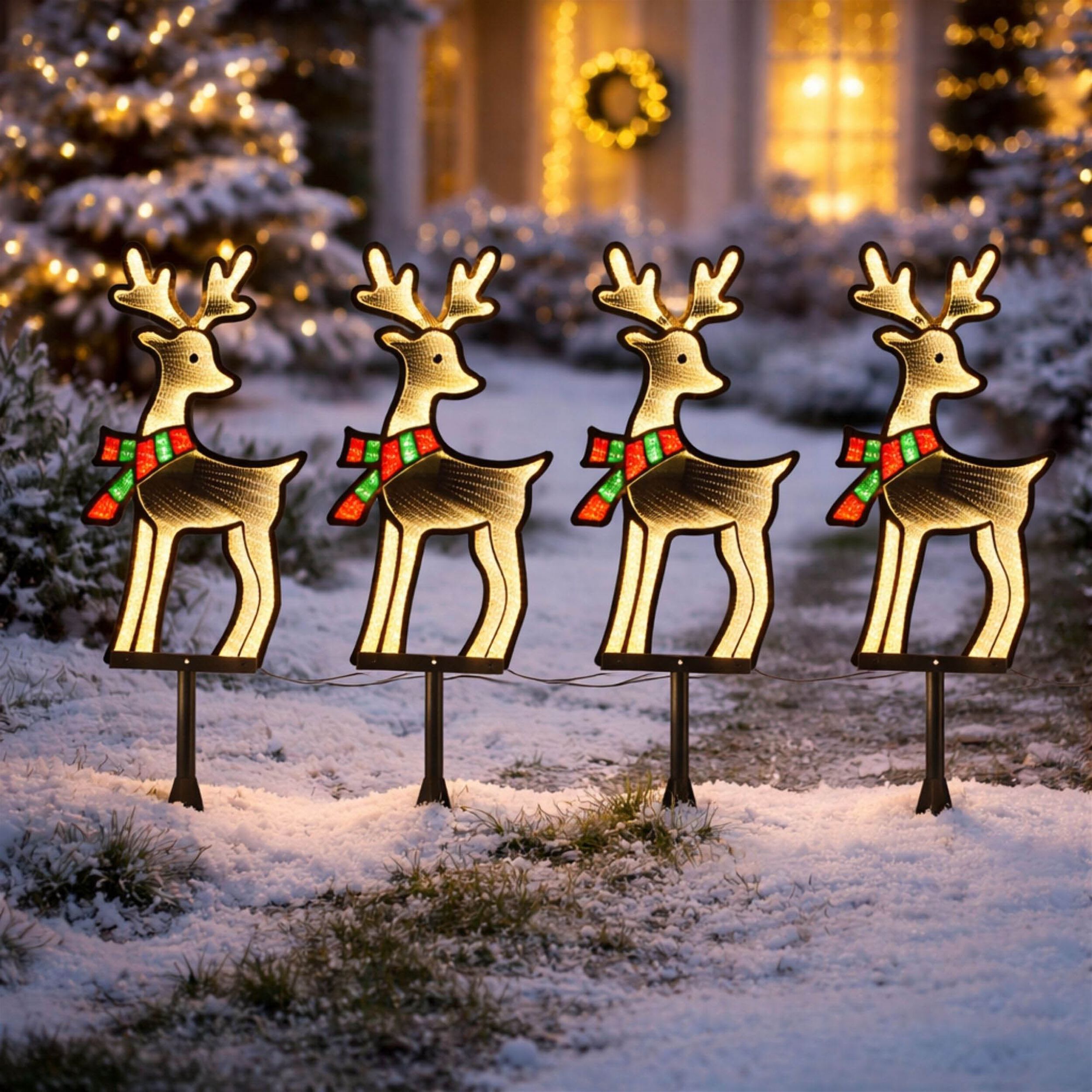 Reindeer Pathway Light Ekkolight (Set of 4), WHITE RED GREEN, alternate image number 2