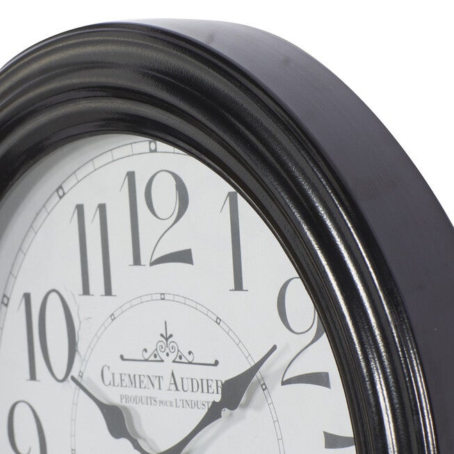 Round Black Wood Clement Audierne Wall Clock, , alternate image number null