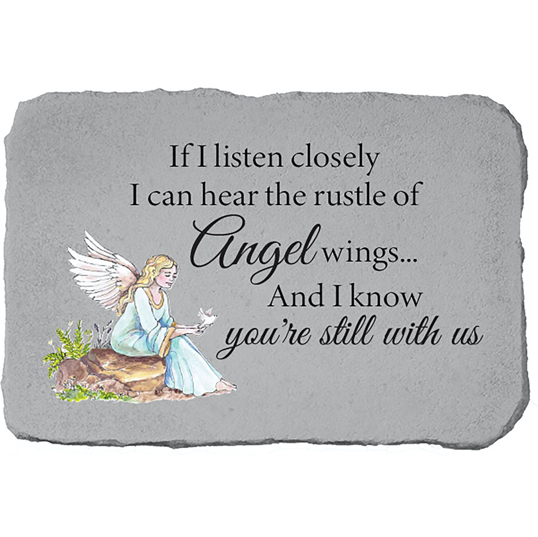 If I Listen Closely Angel Garden Memorial Accent Stone, GREY, hi-res image number 0