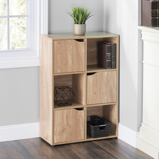 Home Basics 6 Cube Wood Storage Shelf with Doors, , alternate image number 1