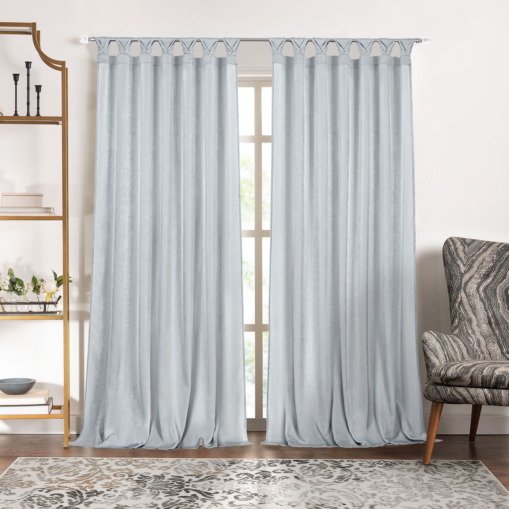 Peri Tulip Tab Top Window Curtain Panel, SILVER, hi-res image number 0