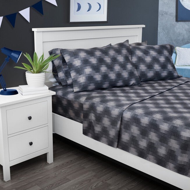Ecko Shaded Stripe Microfiber Sheet Set Sheet Set, GRAY BLACK, hi-res image number null