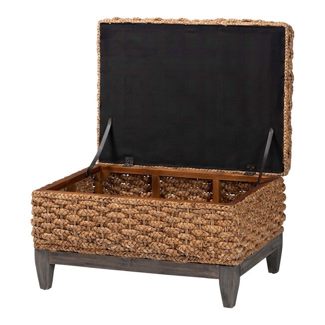 Bailey Handwoven Seagrass Storage Ottoman, Square, NATURAL BROWN, alternate image number null