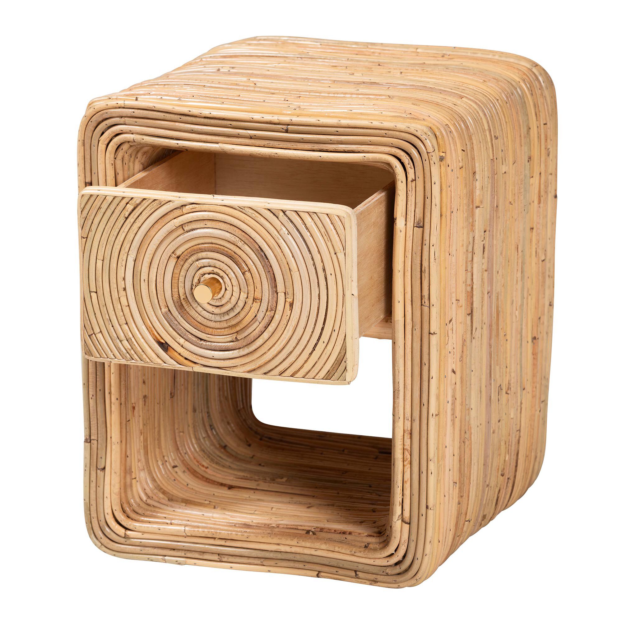 Rosina Bohemian Natural Rattan 1-Drawer Nightstand, NATURAL, alternate image number 3