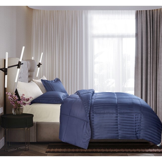Kathy Ireland 3-Pc Reversible Down Alternative Comforter, Navy Beding, , alternate image number null