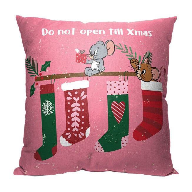 Wb Tom And Jerry Don’T Open Till Xmas 18X18 Printed Throw Pillow, , on-hover image number 1