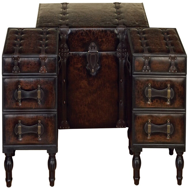Set Of 3 Brown Wood Traditional Bench Bench, BROWN, hi-res image number null