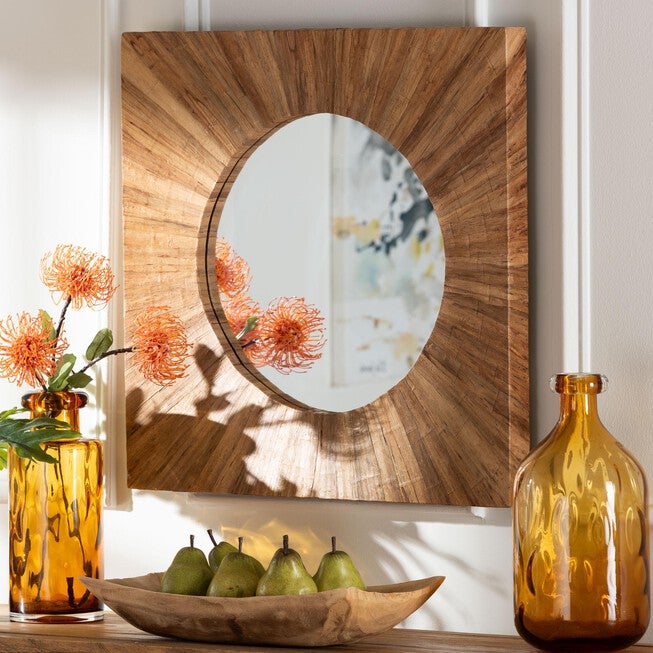 Mosa Bohemian Pealed Grasscloth Accent Mirror, NATURAL, hi-res image number null
