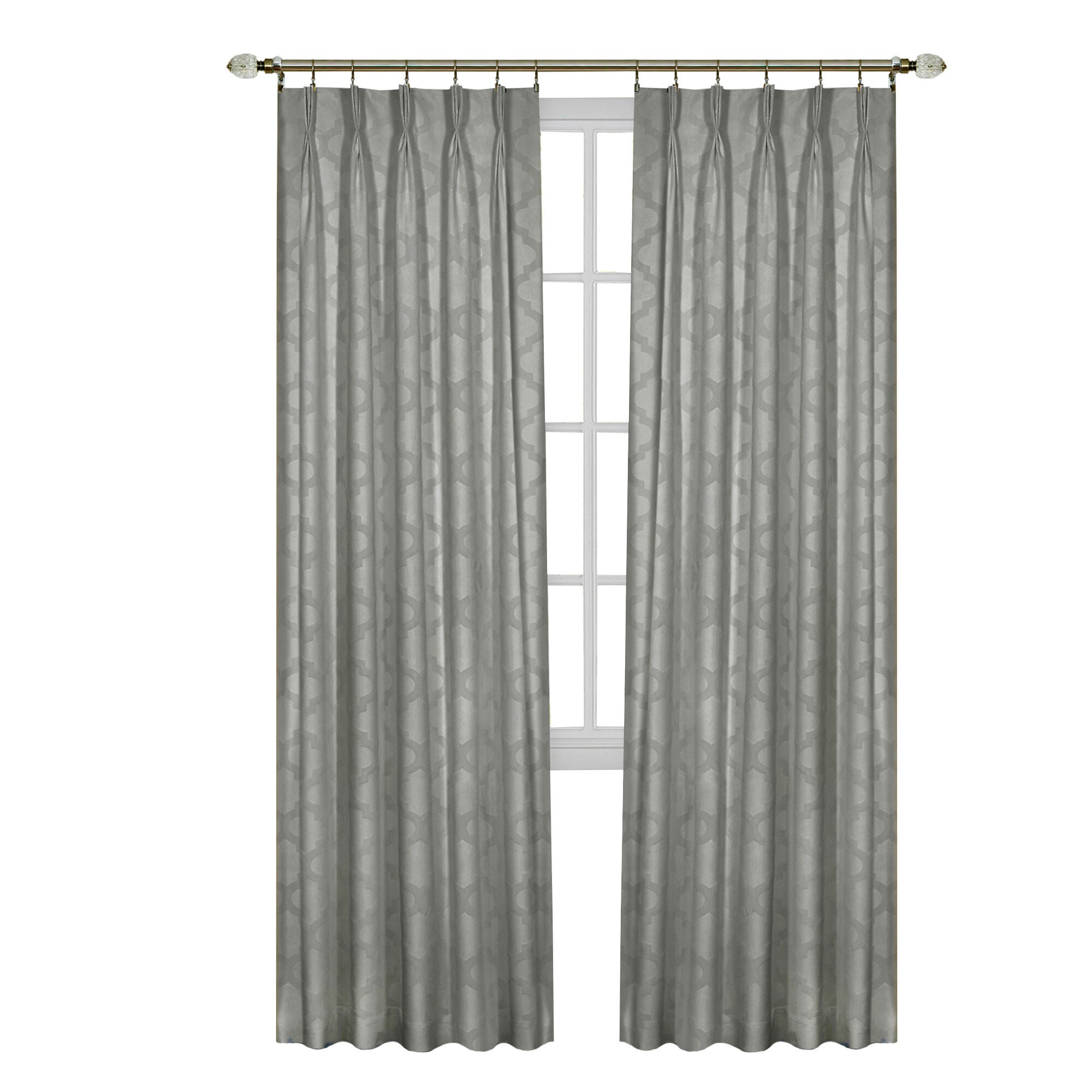 Windsor Room Darkening Pinch Pleat Window Curtain Panel, SILVER, alternate image number 1