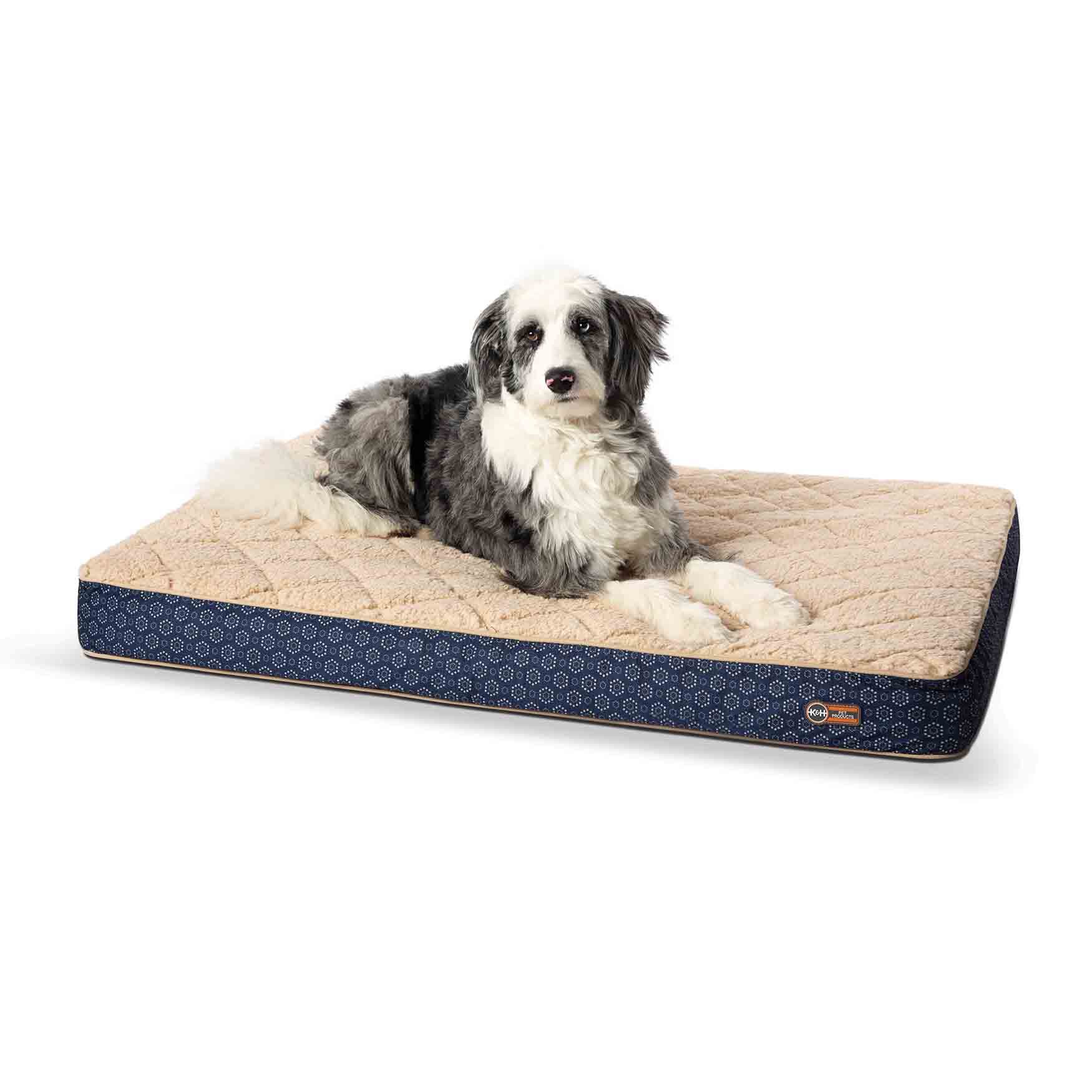 Orthopedic Quilt Top Pet Bed, NAVY, hi-res image number 0