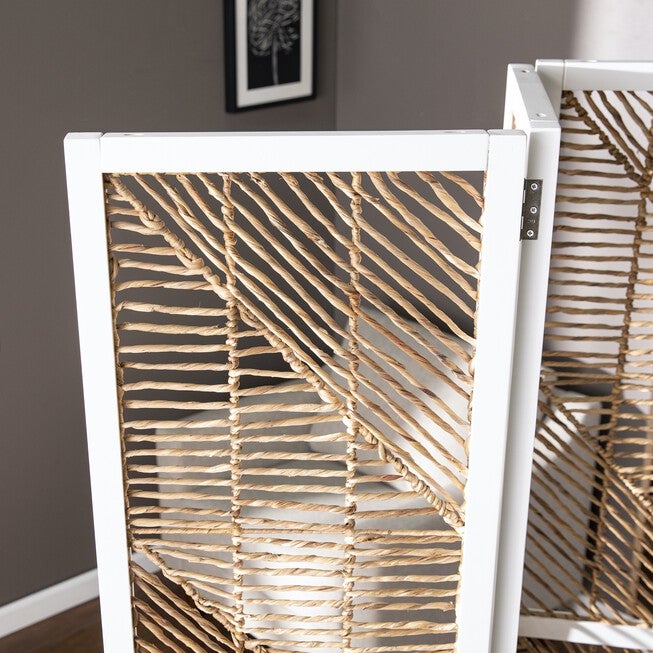 Quilino Woven Room Divider Screen, WHITE, hi-res image number 0