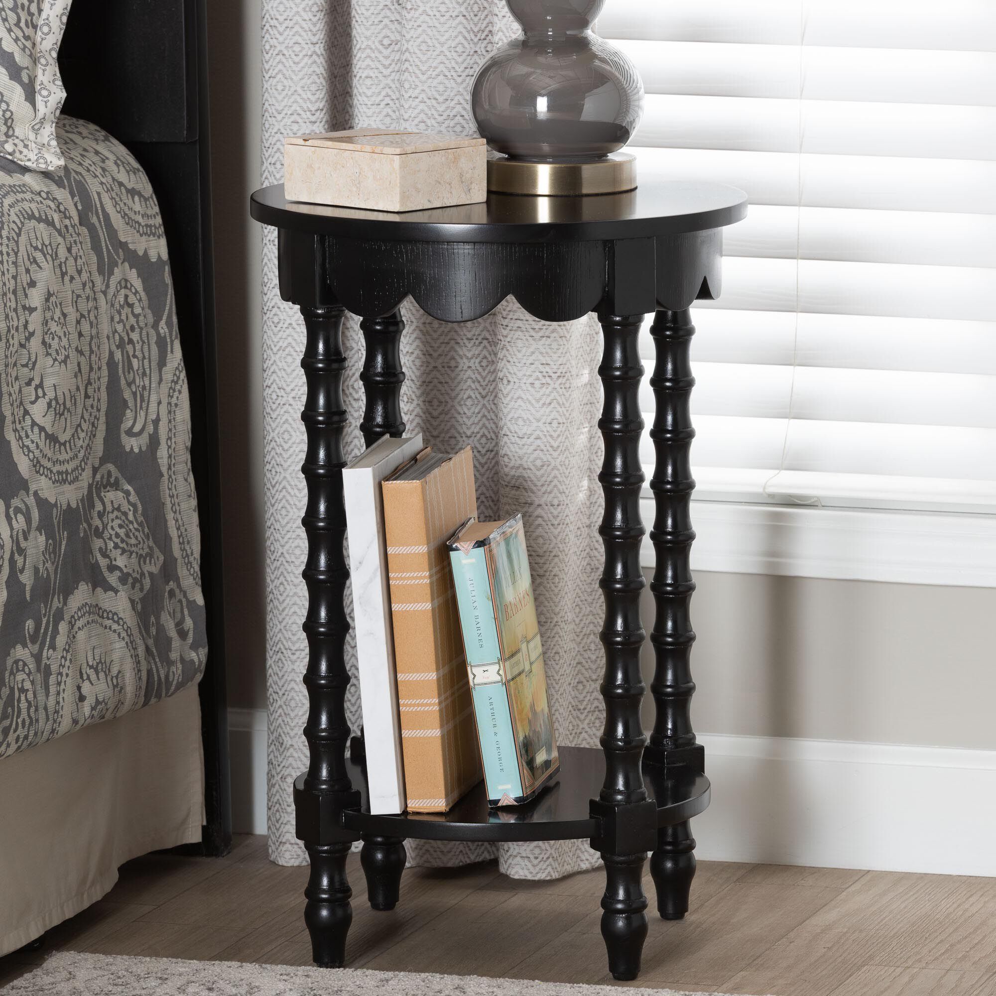 Sally Round Nightstand, BLACK, hi-res image number 0