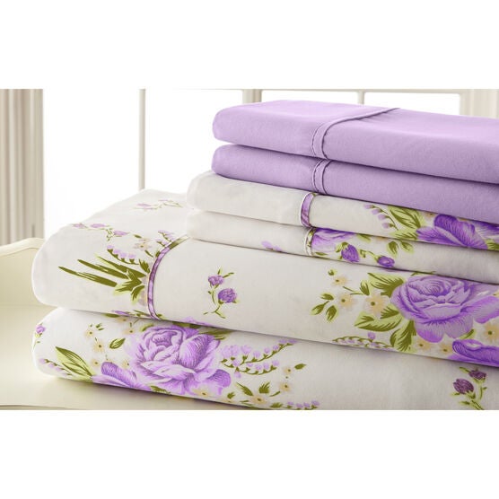 6-pc Traditional Floral Sheet Set, LAVENDER FLORAL, hi-res image number null