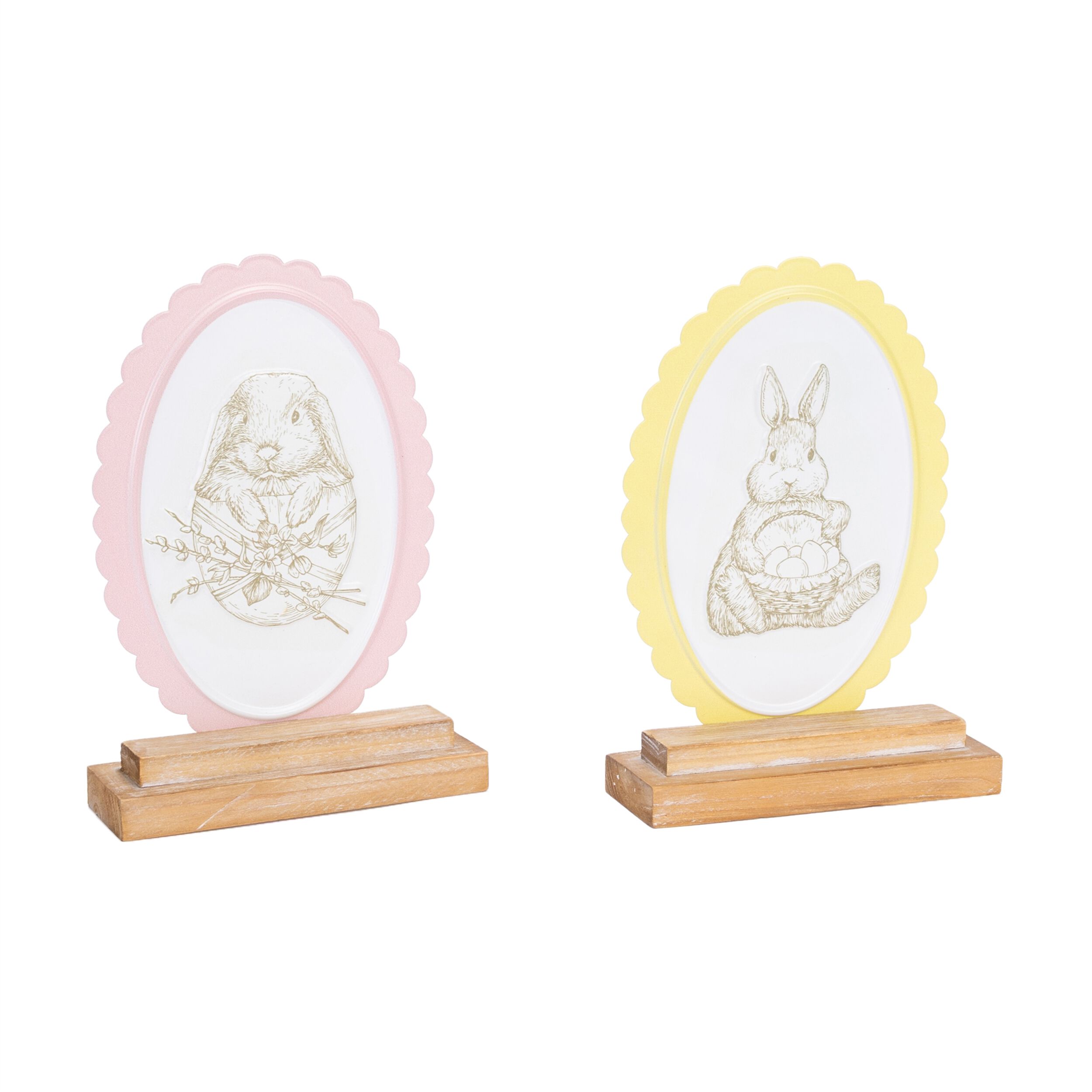 Bunny Embossed Tabletop D&eacute;cor &ndash; Set of 2, WHITE, alternate image number 3