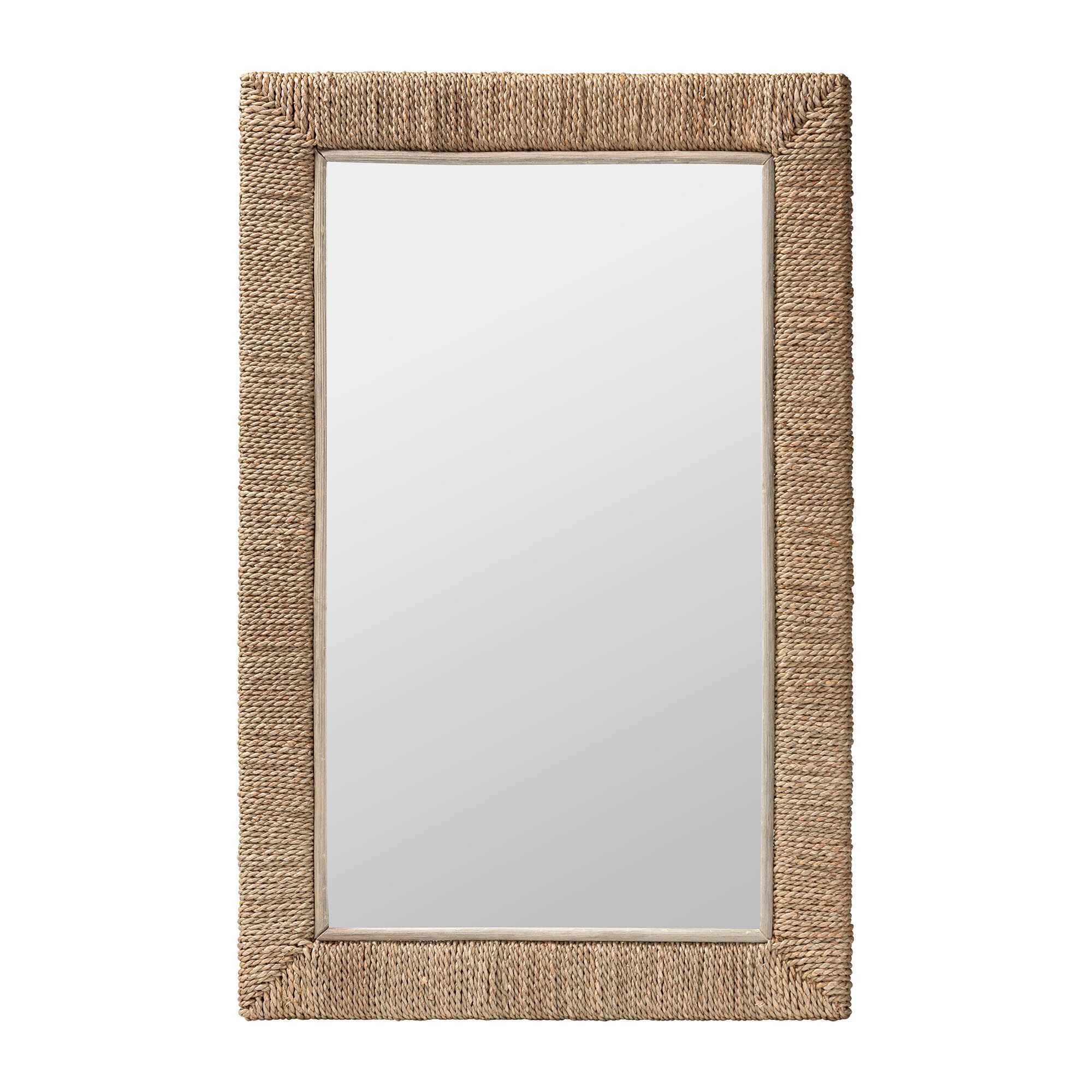 Geralyn Japandi Natural Seagrass Rectangular Wall Mirror, NATURAL, alternate image number 1