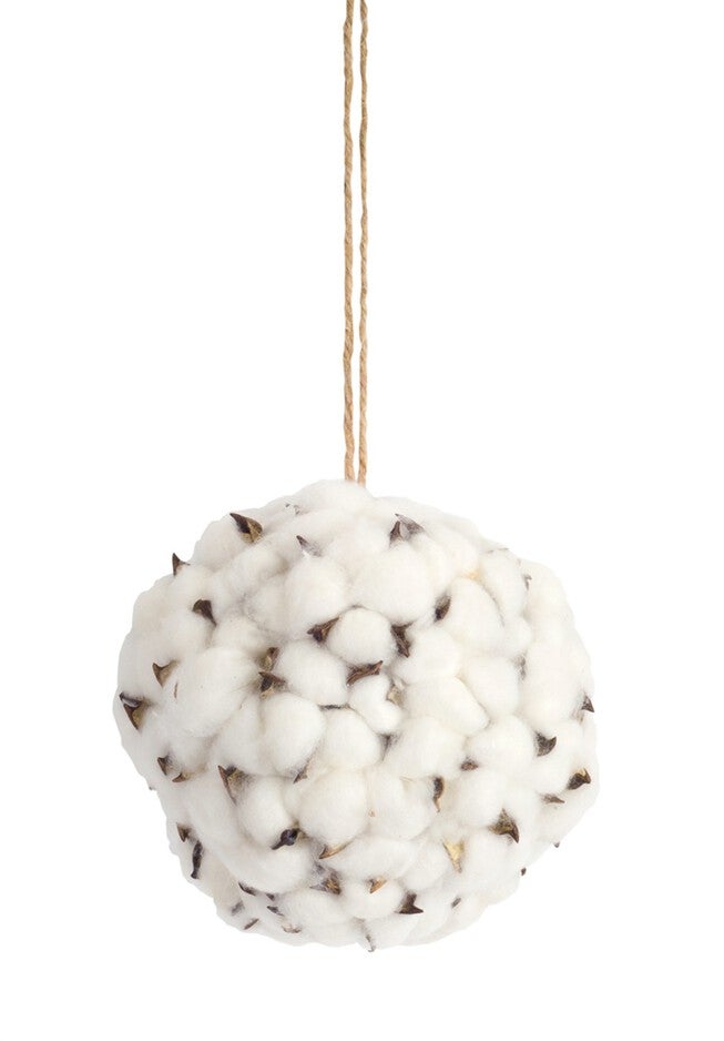 Cotton Orb (Set of 6) 6 inchesD Foam/Polyester, WHITE/BROWN, alternate image number 1