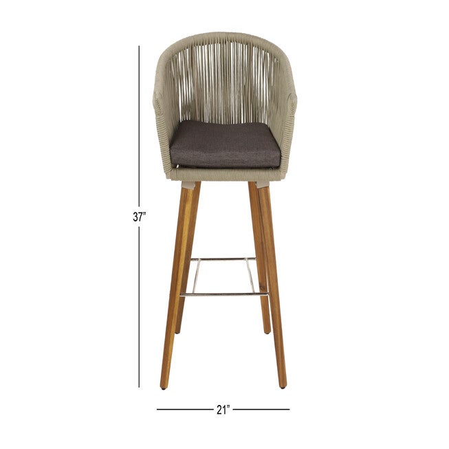 Grey Wood Modern Bar Stool, , alternate image number null