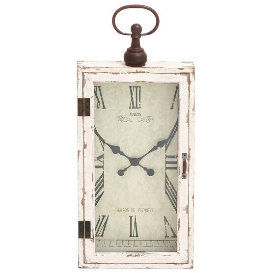 White Vintage Wood Wall Clock, WHITE, hi-res image number null