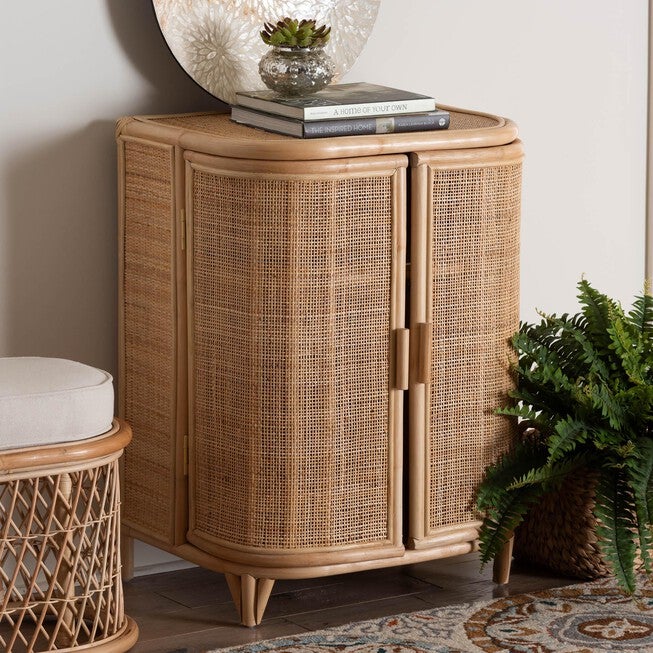 Yanka Bohemian Natural Rattan Storage Cabinet, NATURAL, hi-res image number 0