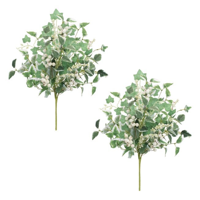 Mixed Ivy Foliage Berry Bush (Set of 2), GREEN/WHITE, alternate image number 1