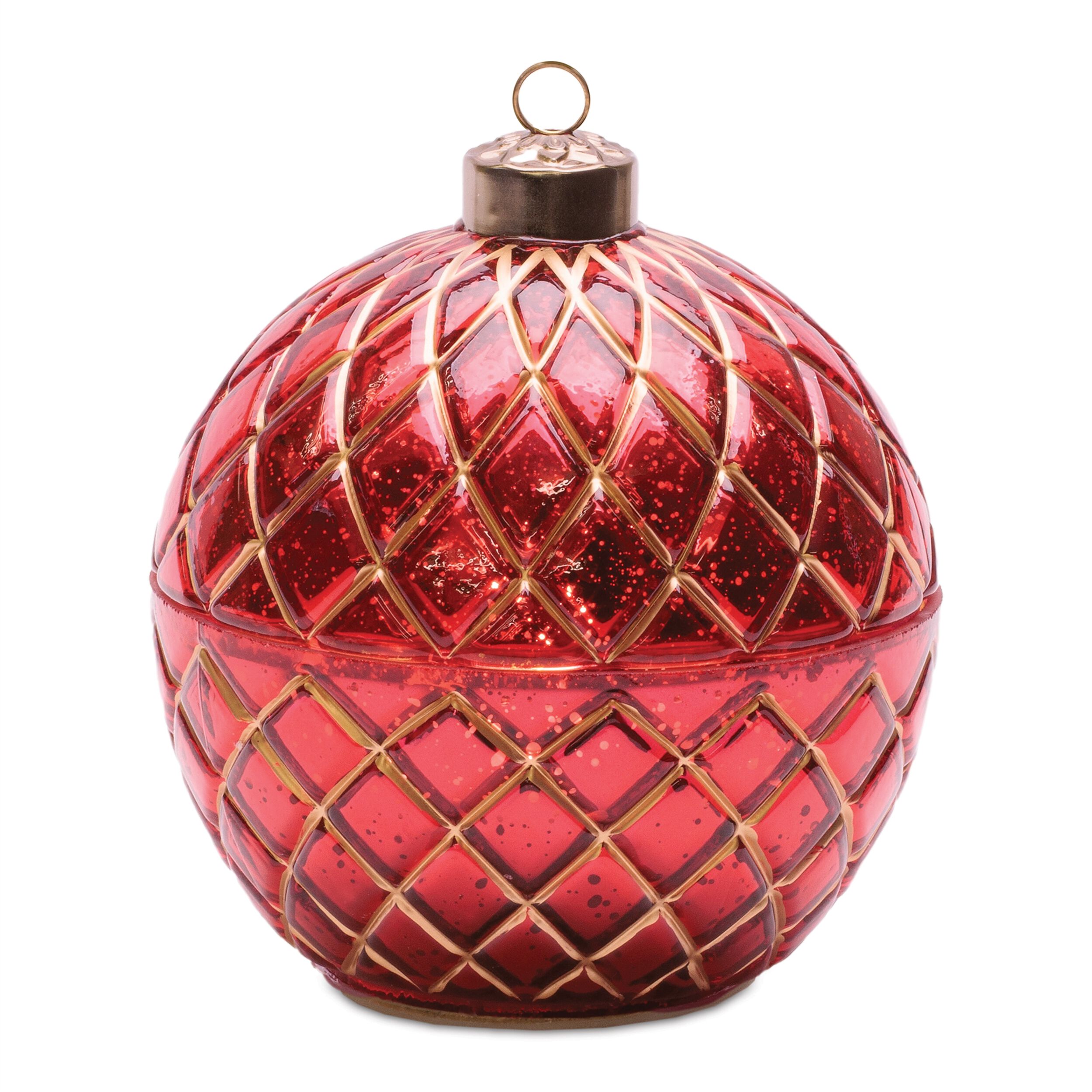 LED Candle Ornament 5.75 inchesD, RED GOLD, hi-res image number 0