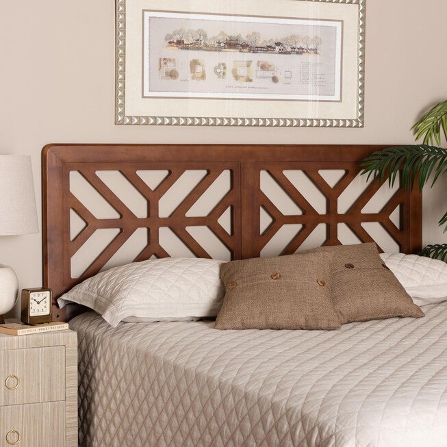 Kalare Wood Headboard with Geometric Cutout Design, Queen, BROWN, hi-res image number 0
