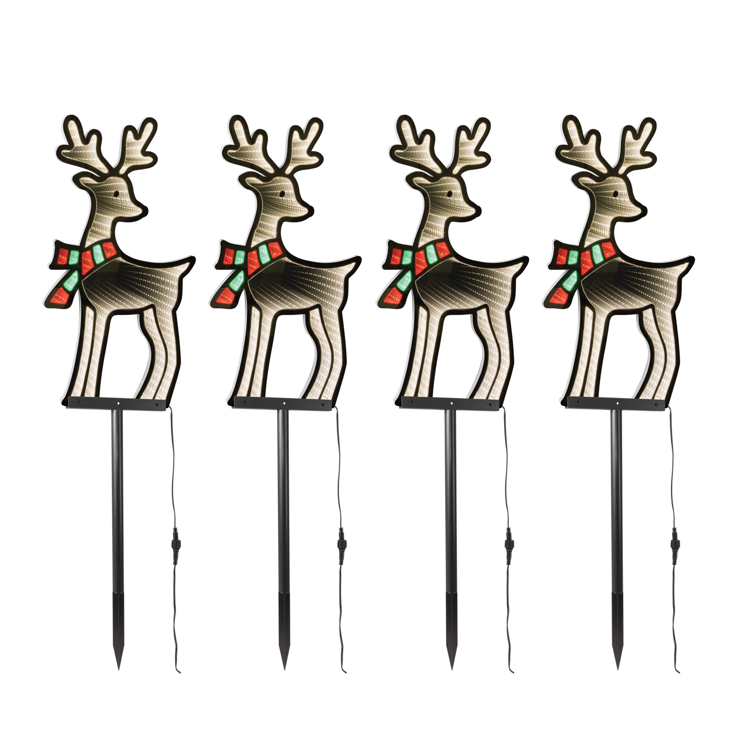 Reindeer Pathway Light Ekkolight (Set of 4), WHITE RED GREEN, hi-res image number 0