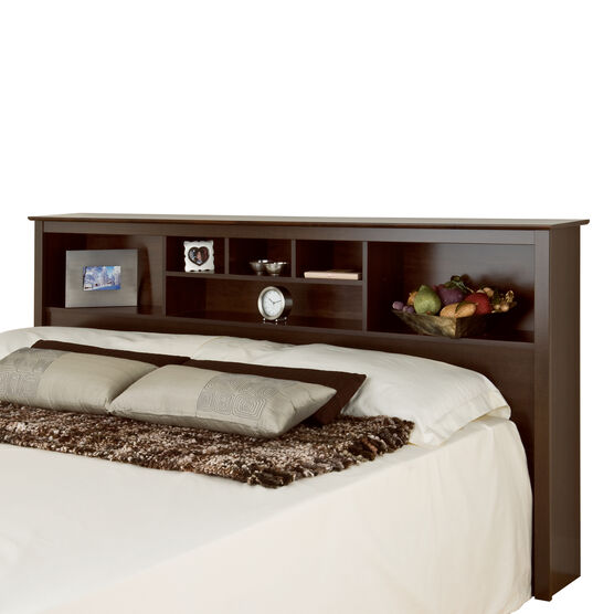 Fremont Espresso King Bookcase, King Size Lighted Bookcase Headboard