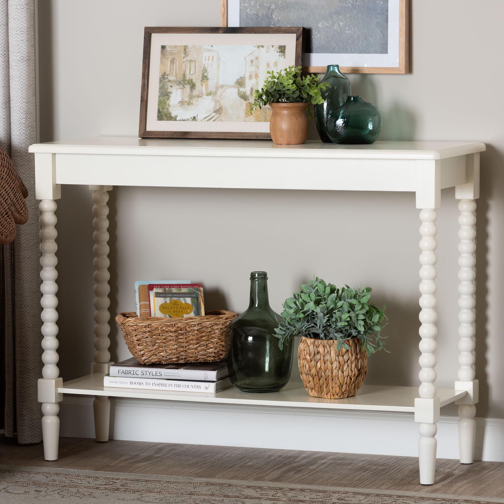 Bayard Console Table with Bobbin Legs, WHITE, hi-res image number 0