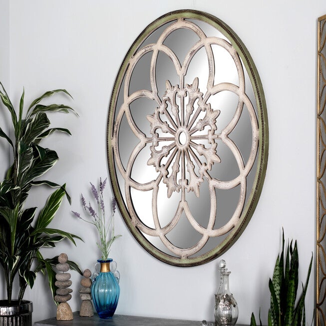 White Vintage Wood Wall Mirror, , alternate image number 6