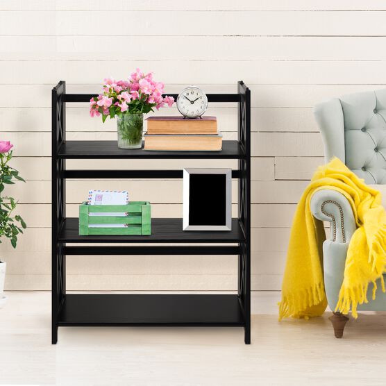Montego 3-Shelf Folding Bookcase -Black, , alternate image number null