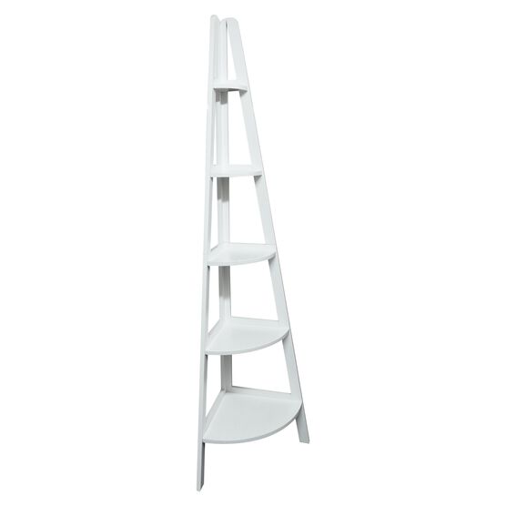 5-Shelf Corner Ladder Bookcase - White, , alternate image number null