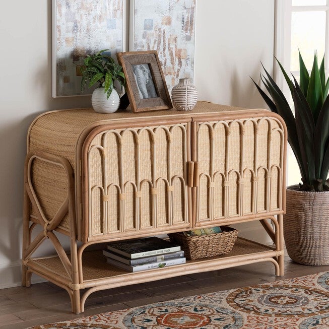 Gitano Bohemian Natural Rattan 2-Door Storage Cabinet, , alternate image number 6