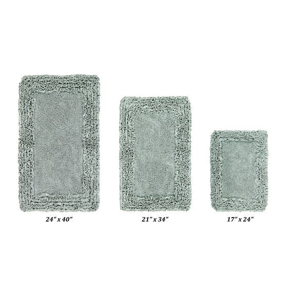 Shaggy Border Bath Rug Mat, 3 Pc Set, (17" X 24" | 21" X 34" | 24" X 40"), SAGE, hi-res image number null