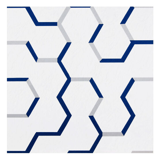 Retro 12x12 Self Adhesive Vinyl Floor Tile - Geo Puzzle - 20 Tiles/20 sq. ft., NAVY, hi-res image number null