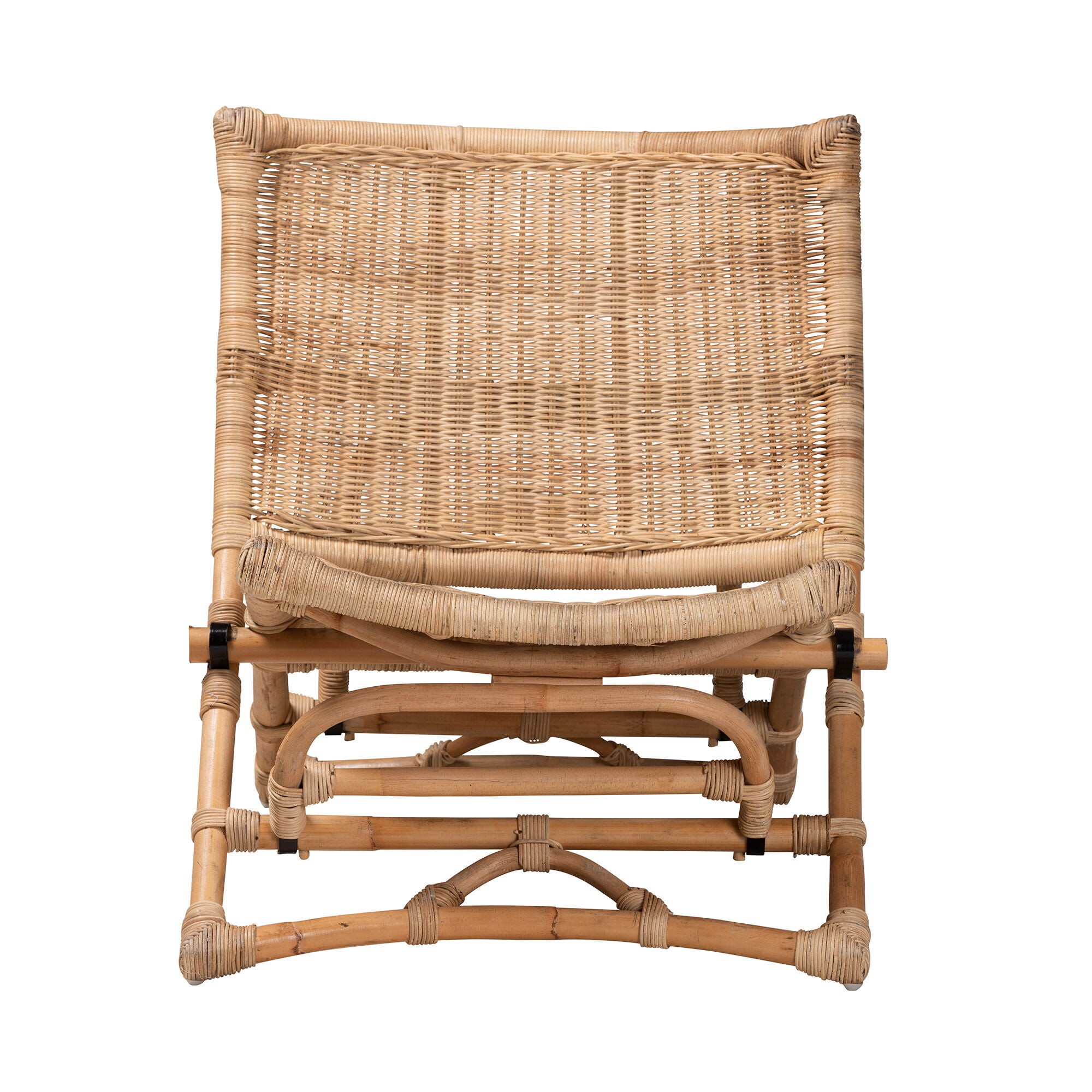 Herrara Modern Bohemian Natural Brown Antique Rattan Foldable Lounge Chair, NATURAL BROWN, alternate image number 2