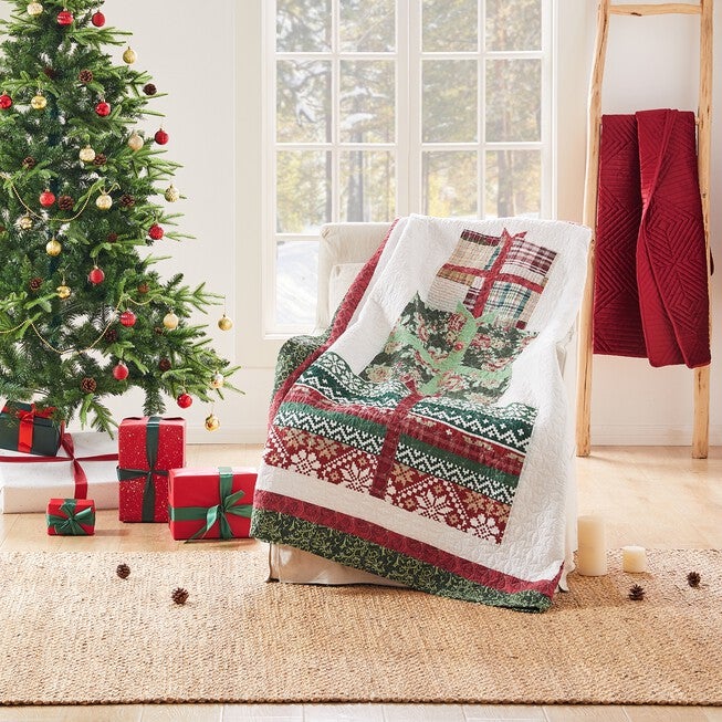 Festive Presents Throw, RED, hi-res image number null
