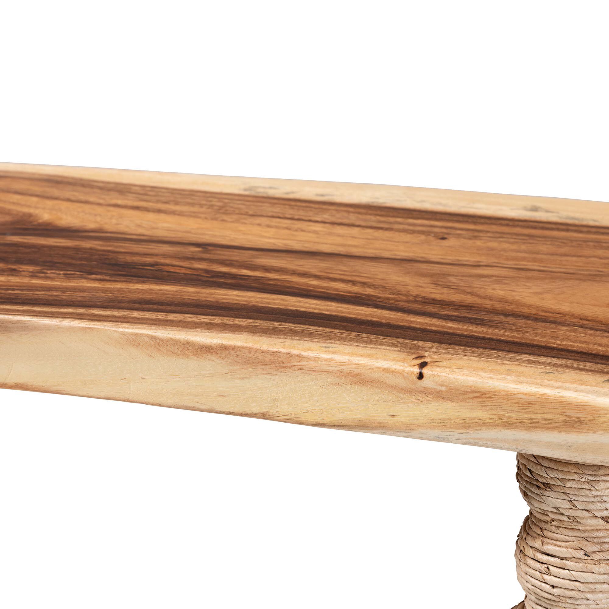 Nasnan Teak Wood Console Table with Seagrass and Bobbin Legs, BROWN, alternate image number 5
