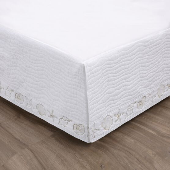 Coastal Seashell White Bed Skirt 18-inch, , on-hover image number null