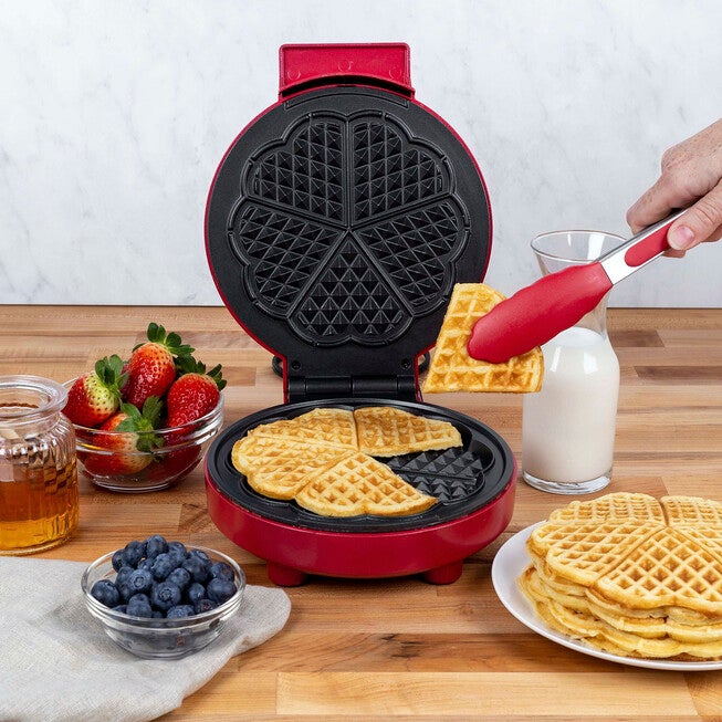 Kalorik Heart-Shaped Waffle Maker, Red, RED, hi-res image number null