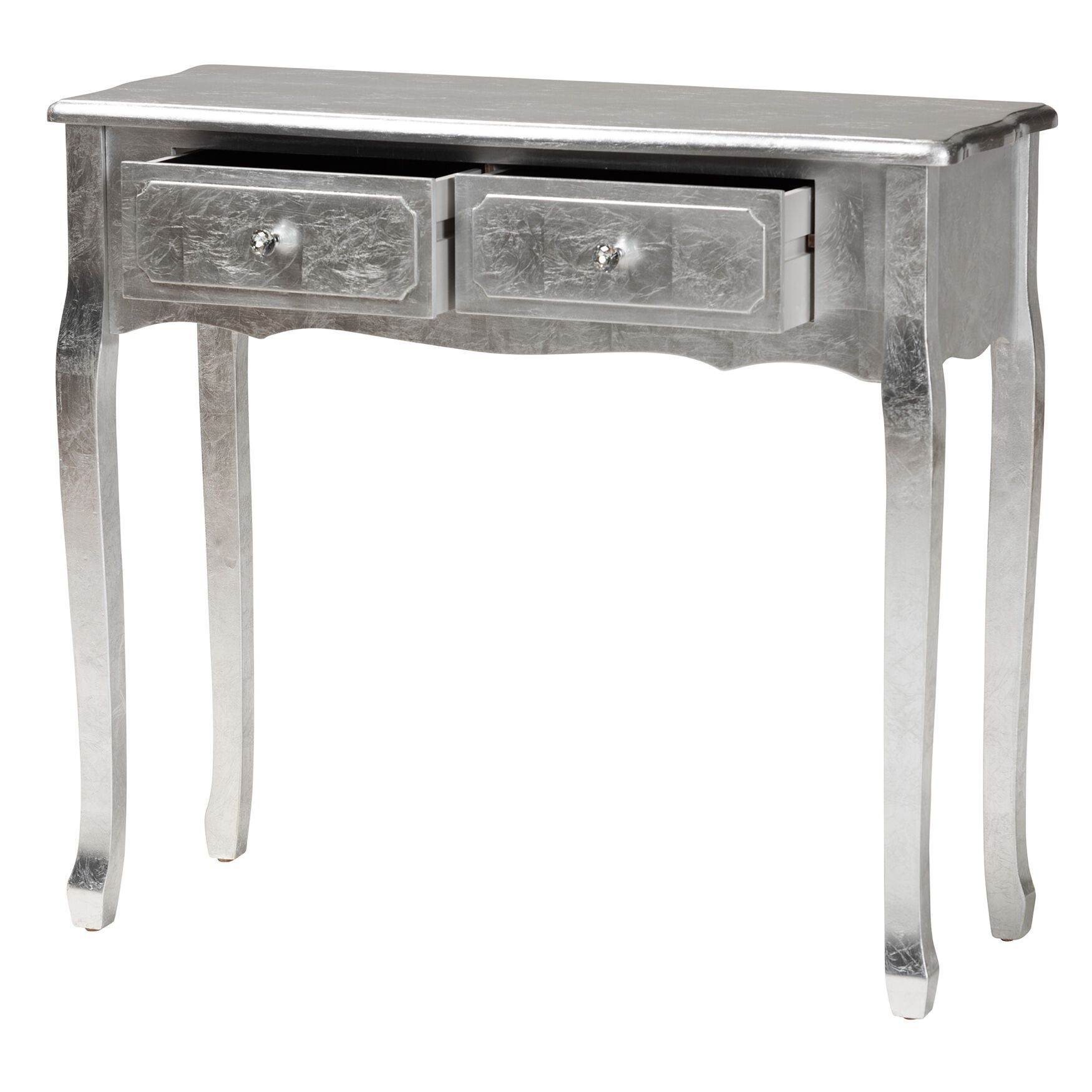 Newton Classic And Traditional Silver Finished Wood 2-Drawer Console Table, , on-hover image number 1