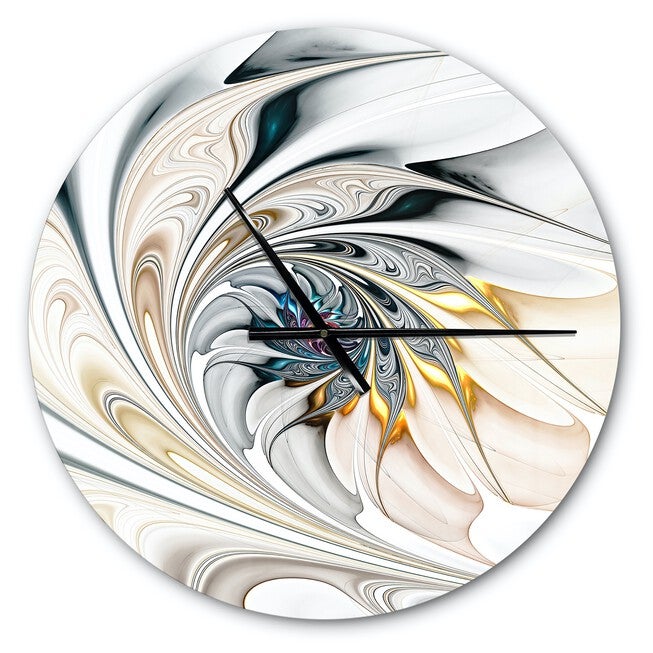 White Stained Glass Floral Art Modern Wall Clock, , alternate image number 1