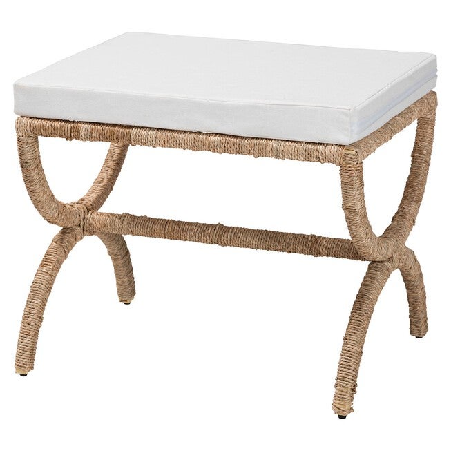 Maliyah Japandi Natural Seagrass Ottoman, NATURAL BROWN, alternate image number null
