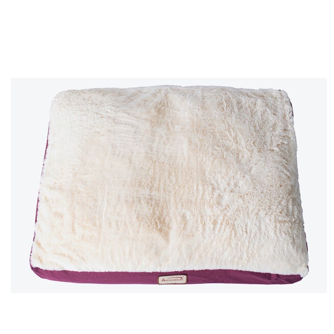 Large Pet Dog Bed, Mat With Poly Fill Cushion& Removable Cover, IVORY BURGUNDY, hi-res image number 0