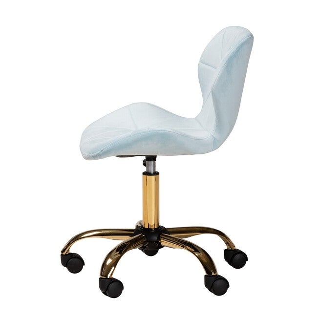 Savara Contemporary Glam And Luxe Grey Velvet Fabric And Gold Metal Swivel Office Chair, , alternate image number 5