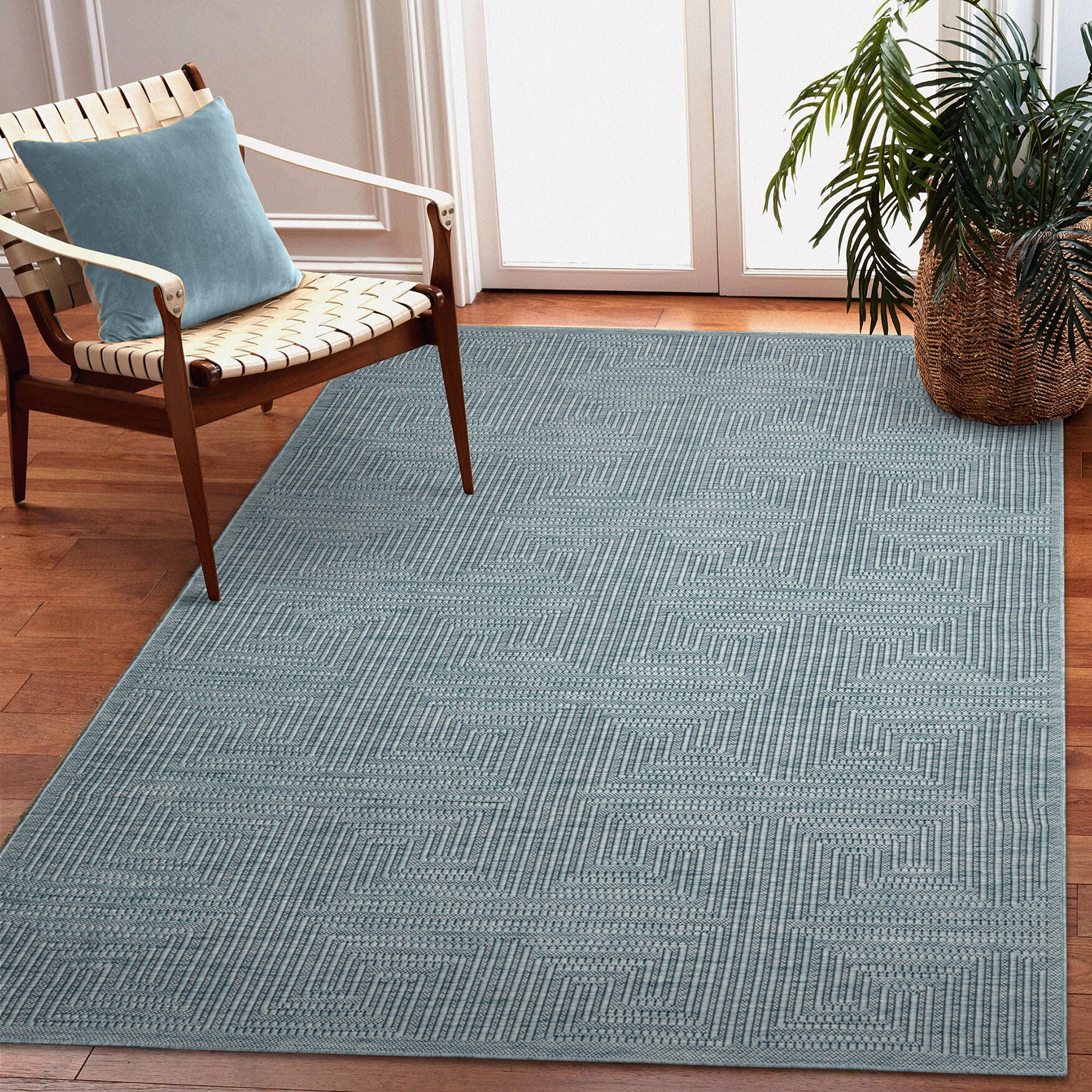 Soleil Maize Indoor/Outdoor Area Rug Aqua, , alternate image number 4