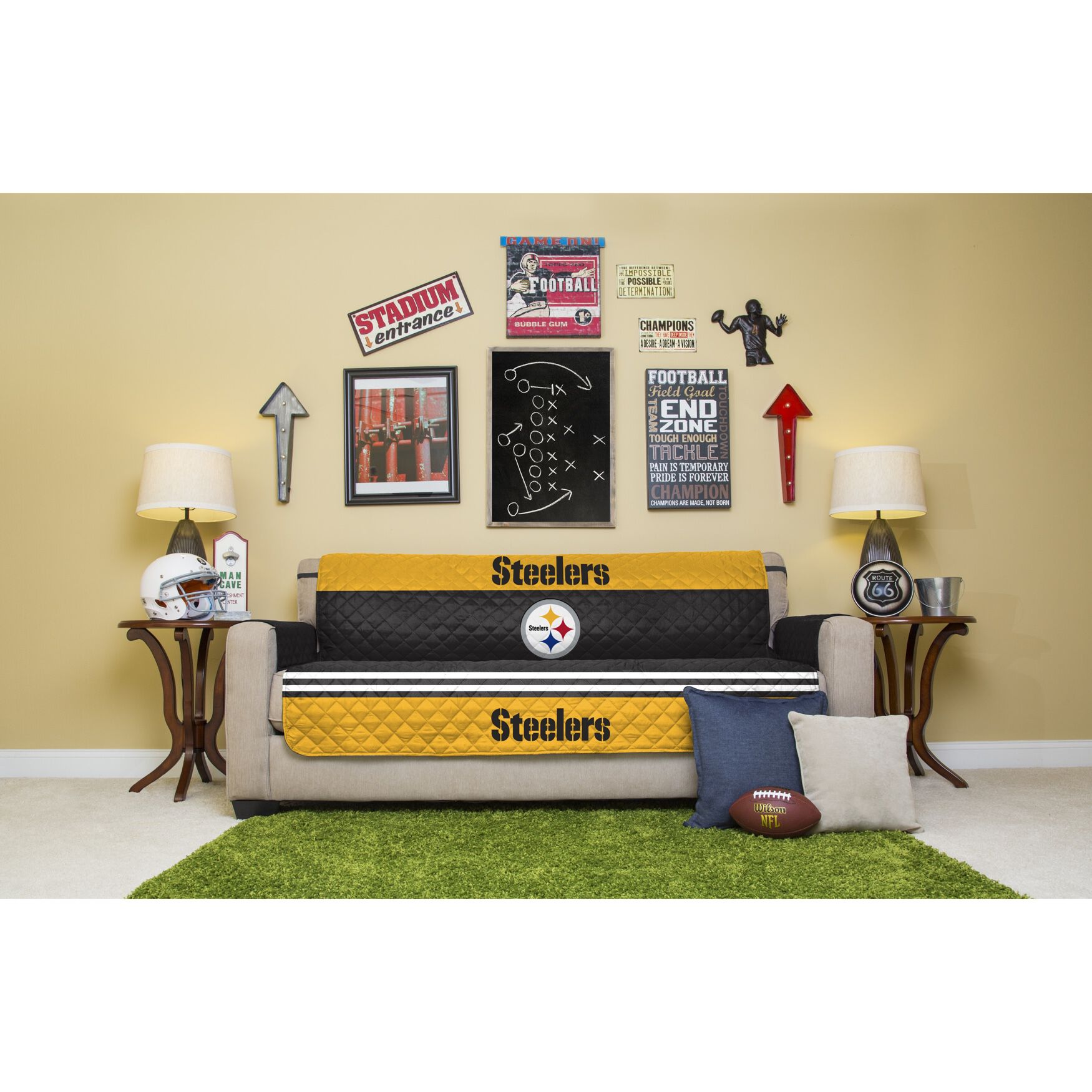NFL Furniture Protector Sofa, PITTSBURGH STEELERS, hi-res image number 0