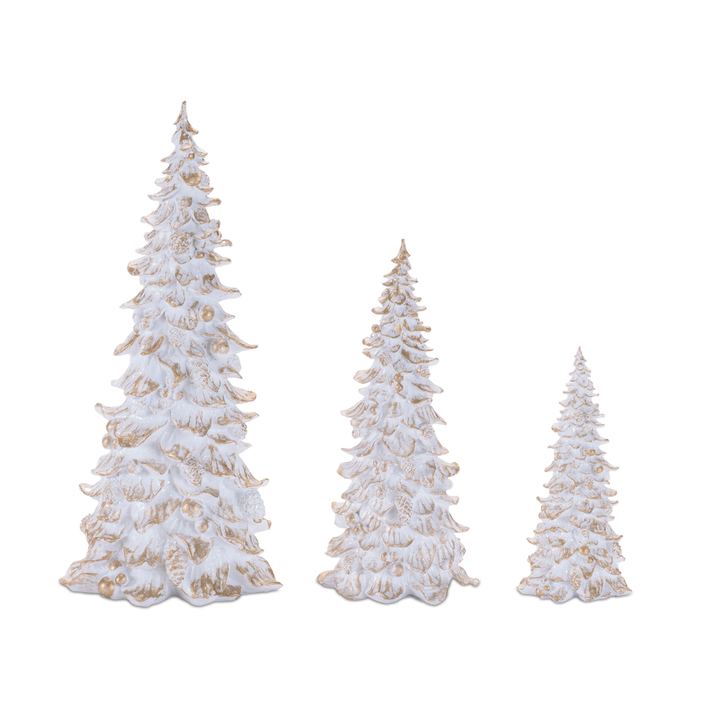 Embossed Christmas Tree (Set of 3), WHITE GOLD, alternate image number 1