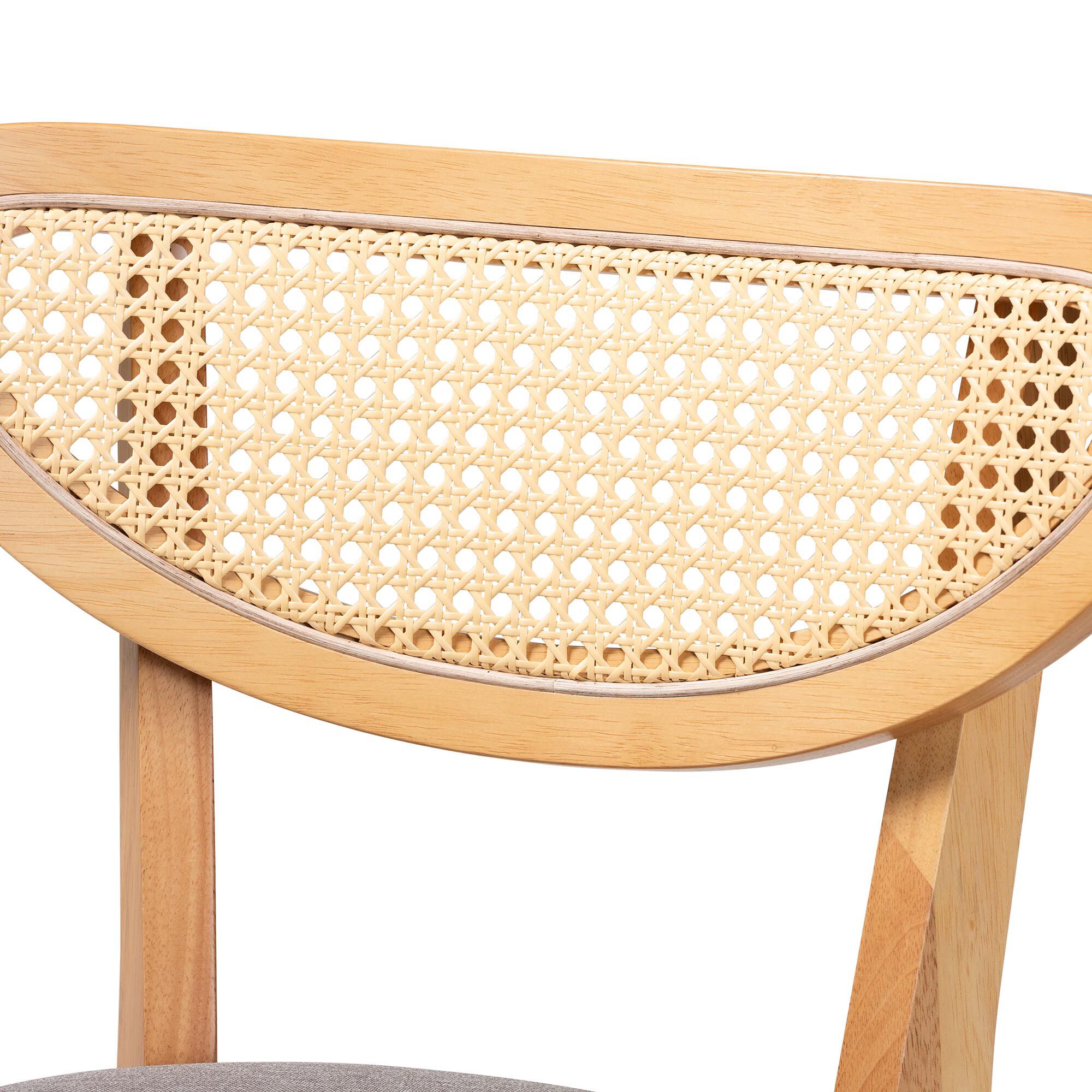 Dannell Mid-Century Modern Grey Fabric and Natural Oak Finished Wood 2-Piece Counter Stool Set, GREY, alternate image number 5